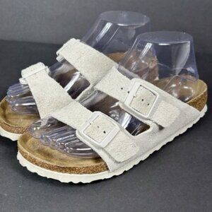Birkenstock‎ Arizona Womens Sz 36 US 5-5.5 NARROW Antique White Suede Sandals